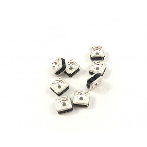 Spacer metal bead black square 4mm silver